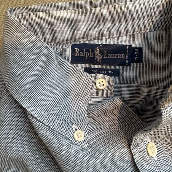 Ralph Lauren Blue Label 17-34 Longsleeve 100% Cotton Button-Up Button-Down Shirt - Picture 3 of 5